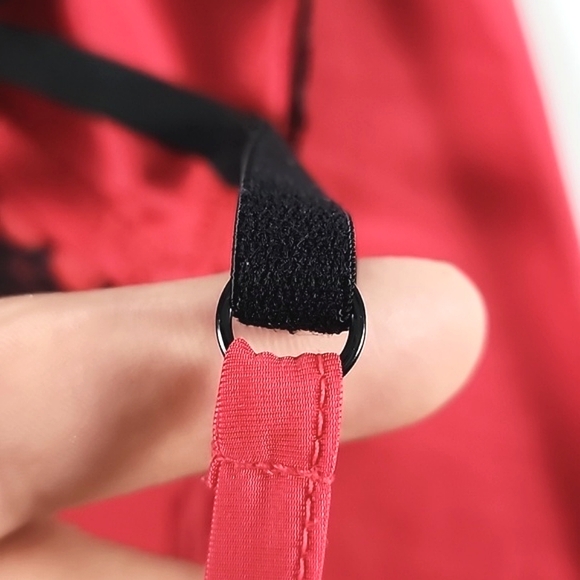 La Senza Red Slip Dress Black Lace Trim Semi Sheer Size Small - Picture 9 of 12